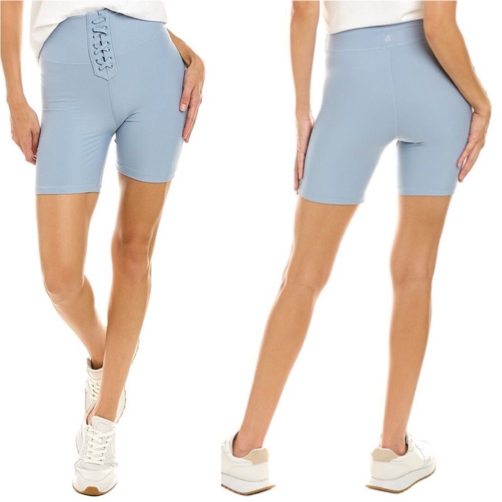 WeWoreWhat Lace Up Biker Short Solid Dusty Blue Size Small NWT